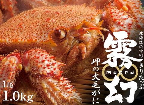 【2024年5月中旬 販売再開予定】浜ゆで毛がに【霧幻（むげん）】1.0kg×1尾（毛がに：北海道 浜中産・ボイル冷凍）