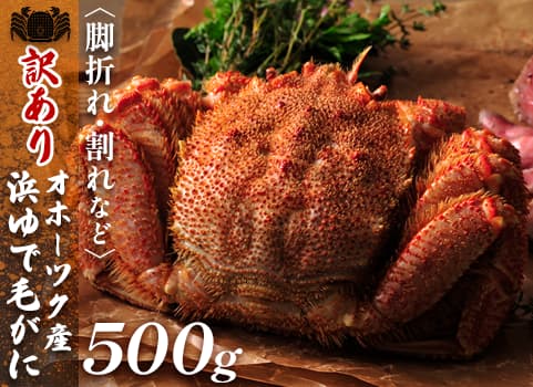 【訳あり・足折れ】浜ゆで毛がに 500g×1尾（毛がに：北海道オホーツク産・ボイル冷凍）